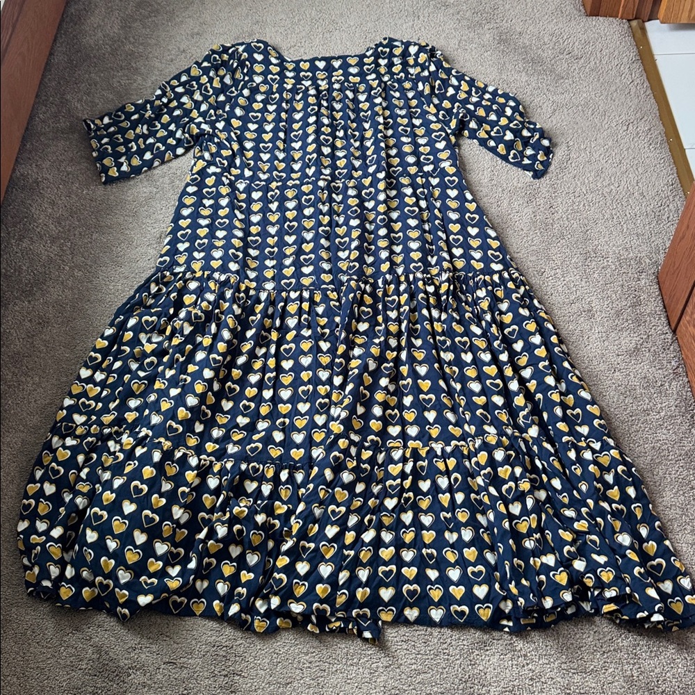 Loralette Navy Heart Print Tiered Dress SIZE 22/24 - Picture 6 of 6